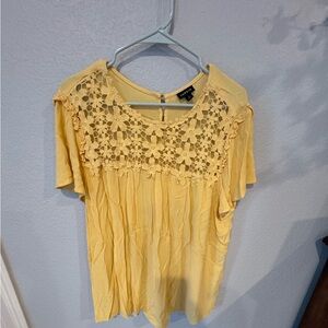 Yellow Lace Detail Women's Top